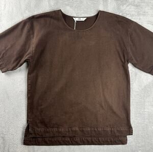 Zara Man New York Edition Chocolate Brown Boxy Fit Textured Knit Shirt Large NWT